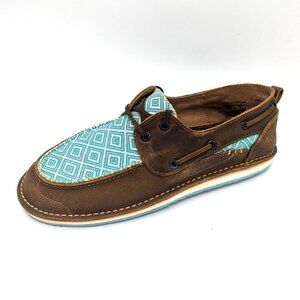 RANK 45 Women's Southwestern Slip On Casual Shoe Size 10 (40) Aqua Gods Eye Knit